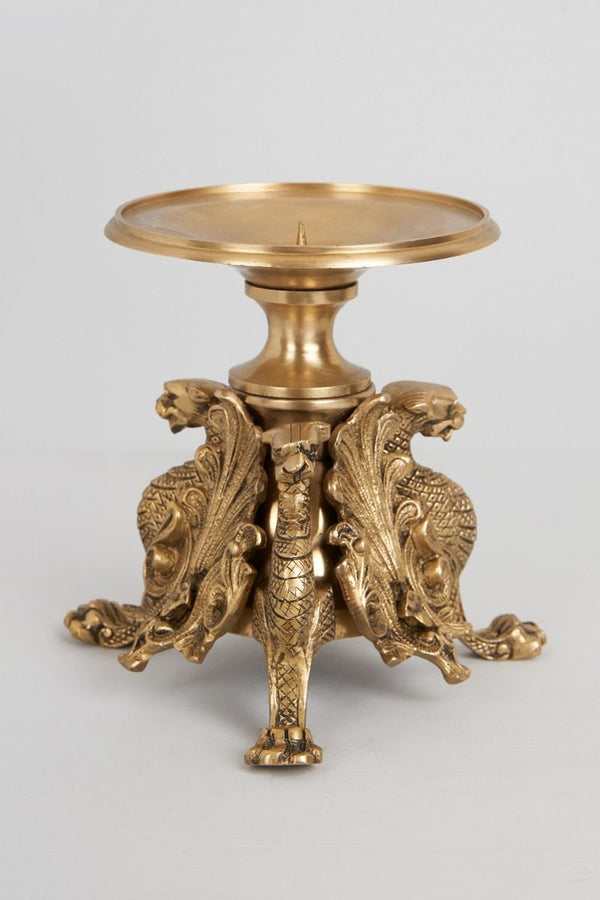 Brass Regal Radiance Candle stand (Height: 6.8 Inches) Study Setting