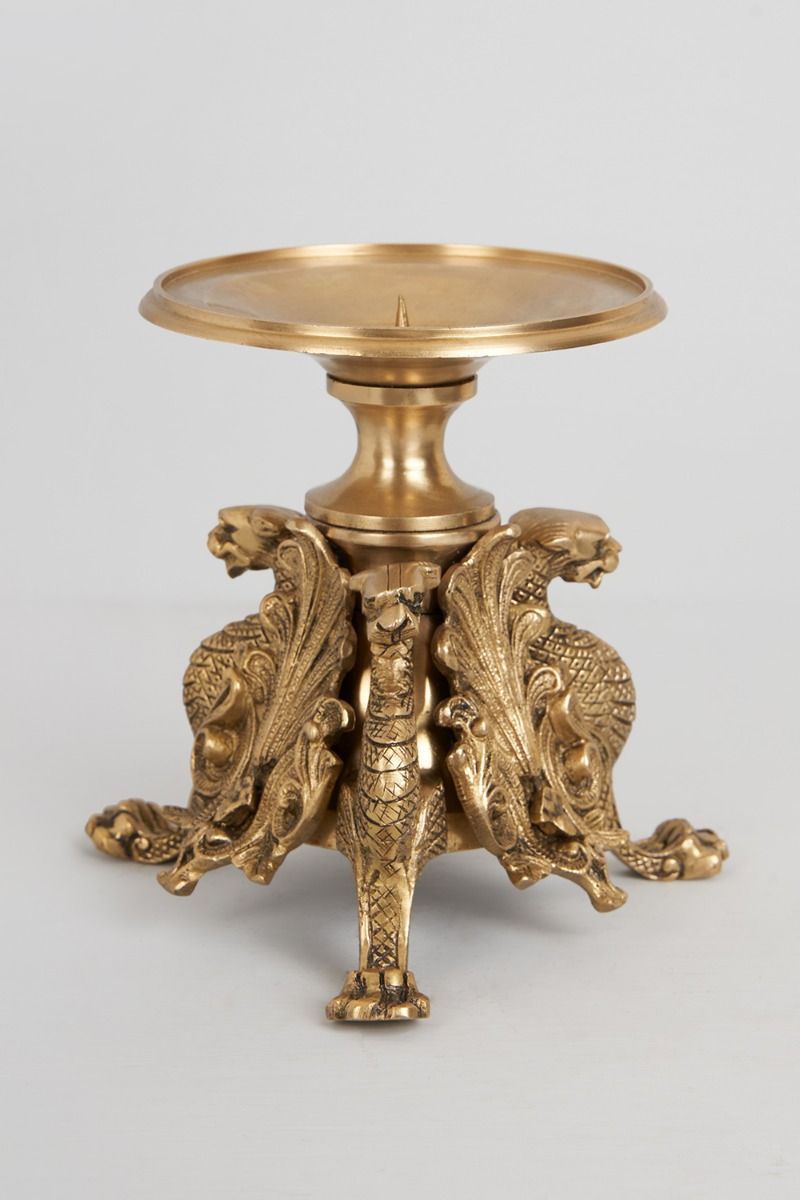 Brass Regal Radiance Candle stand (Height: 6.8 Inches)