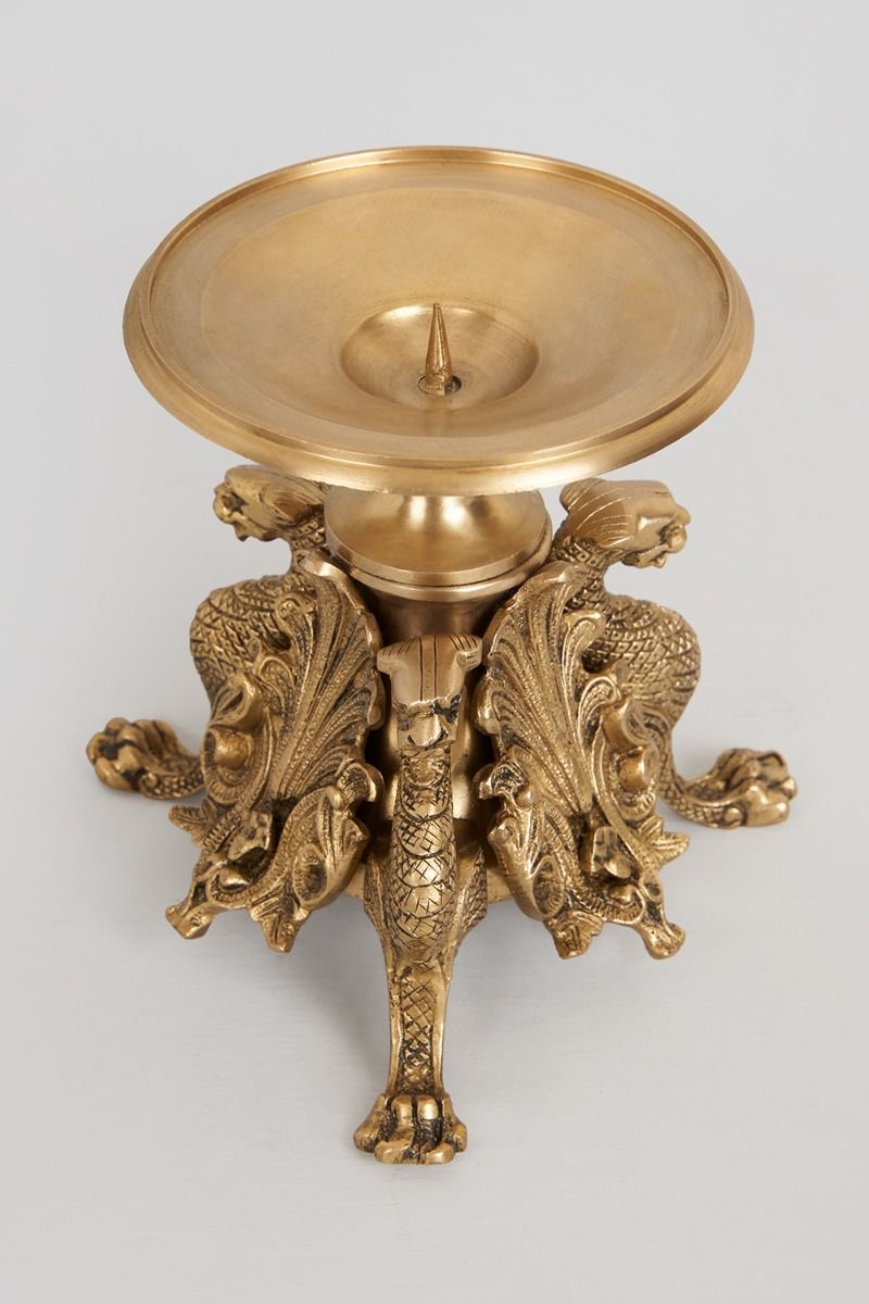 Brass Regal Radiance Candle stand (Height: 6.8 Inches)