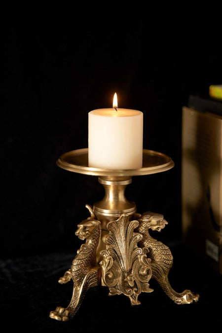 Brass Regal Radiance Candle stand (Height: 6.8 Inches)