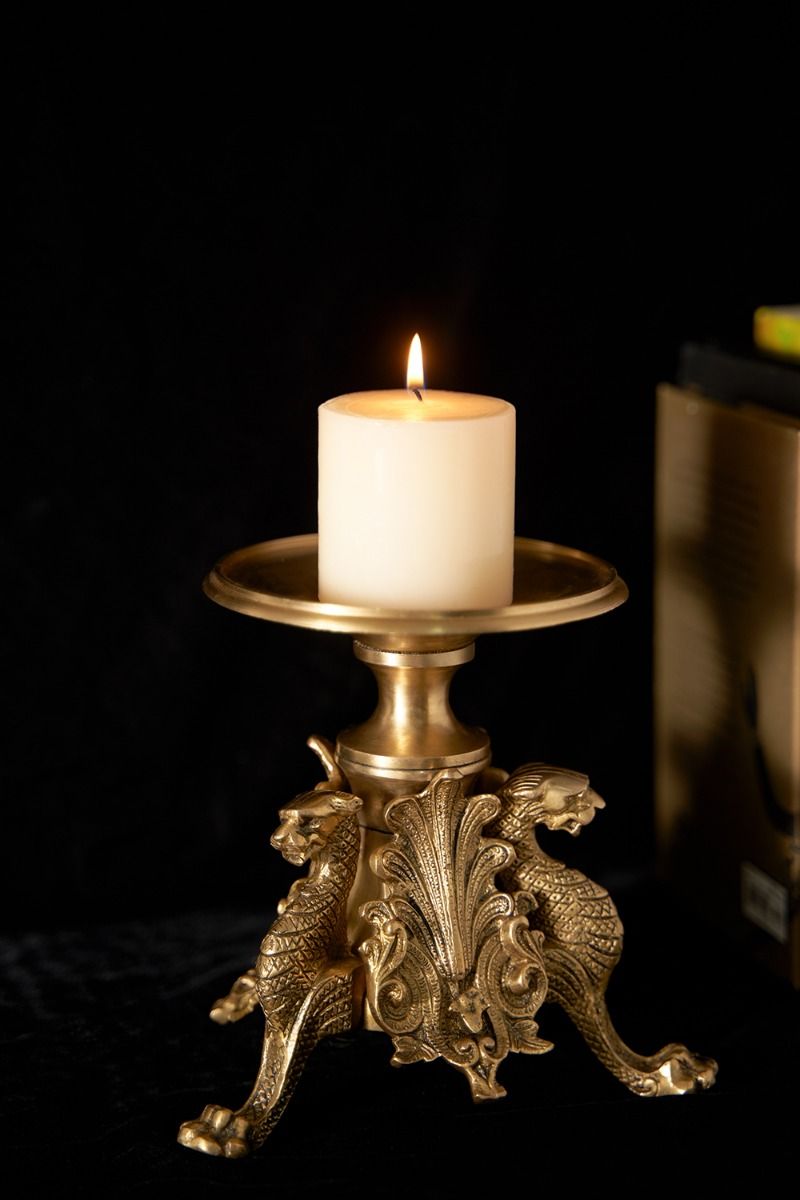 Brass Regal Radiance Candle stand (Height: 6.8 Inches)