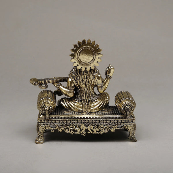 Brass Goddess Maa Saraswati Sitting Sculpture (Height :6 Inches) Entryway Setting