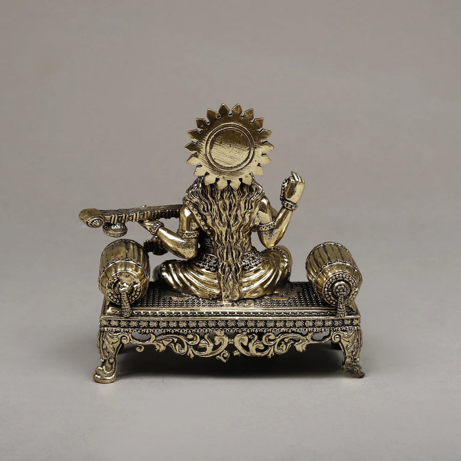 Brass Goddess Maa Saraswati Sitting Sculpture (Height :6 Inches) Craft Detail