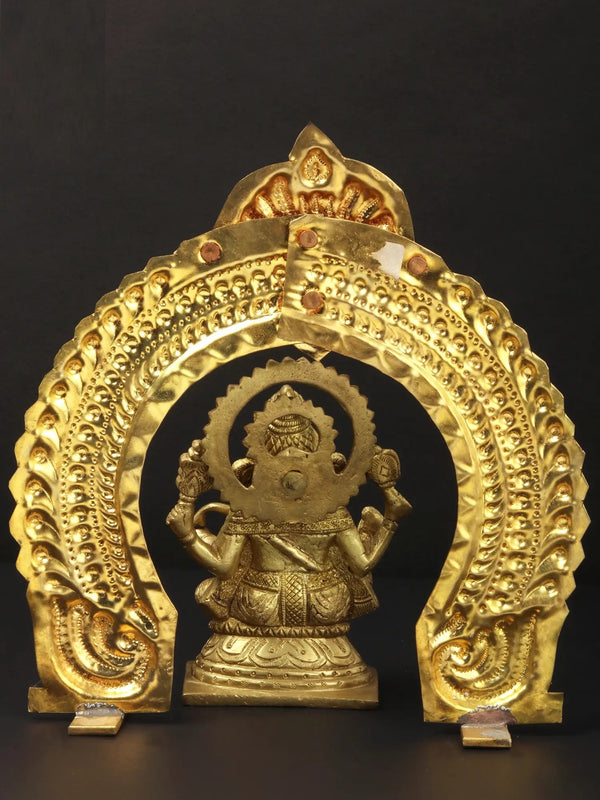 Brass Statue of Lord Ganesha with Arch (Thiruvatchi) 6 inches Study Setting
