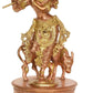 Handmade copper finish gold Brass Venugopala Idol 10 inches