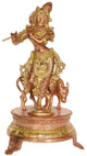 Handmade copper finish gold Brass Venugopala Idol 10 inches