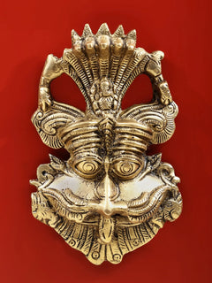 Brass panchanaga kirtimukha with seated Ganesha top detail face ornament