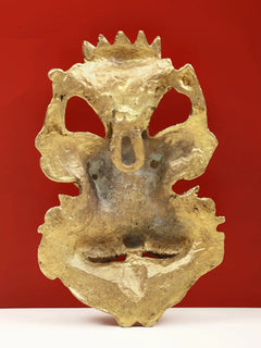 Brass panchanaga kirtimukha back relief, crown and central face features