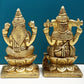 Small Statue of Lakshmi and Ganesha Sitting on a Lotus Pedestal 4 inches