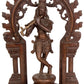 Handmade Chala Brass Statue of Murali Krishna Before a Floral Aureole, with Kirtimukha 13 INCHES