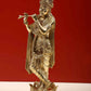 Brass statue of Lord Krishna playing flute on a lotus pedestal 17 inches