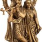 Natural Brass Radha-Krishna Idol with Lotus-studded Aureole 13 Inches