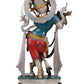 Brass Statue of Murali Krishna in a Silver Hue with Coral and Turquoise Inlay Work 23 inches