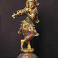 Brass Statue of Tribhanga Murari Krishna Playing Flute with Inlay Work 24 inches