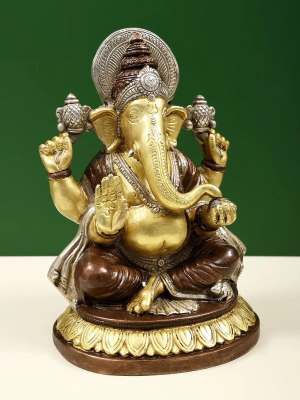 Brass Lord Ganpathi 8 inches. Study Setting