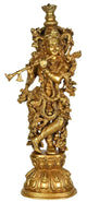 Handmade Brass Statue of Krishna Playing the Flute 24 inches