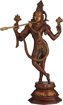 Handmade Double Chala Brass Statue of Lord Krishna in His Cosmic Form 18 inches