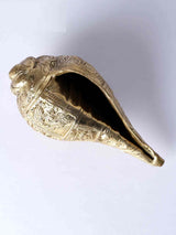 5-inch brass conch with Ganesha engraving, open hollow interior visible