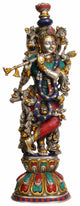 Brass Statue of Lord Krishna Playing the Flute 24 Inches