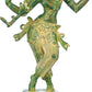 Handmade Green Chala Brass Statue Depicting Lord Krishna's Cosmic Form, the Eighth Incarnation of Vishnu 14 inches