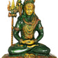 Mahayogi Shiva Amazing Henna Touch Brass Idol Seated on Tigerskin | Handmade Statue 10 Inches