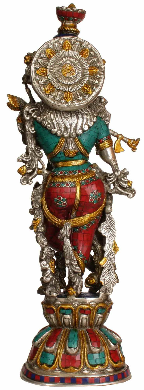 Brass Statue of Lord Krishna Playing the Flute 24 Inches