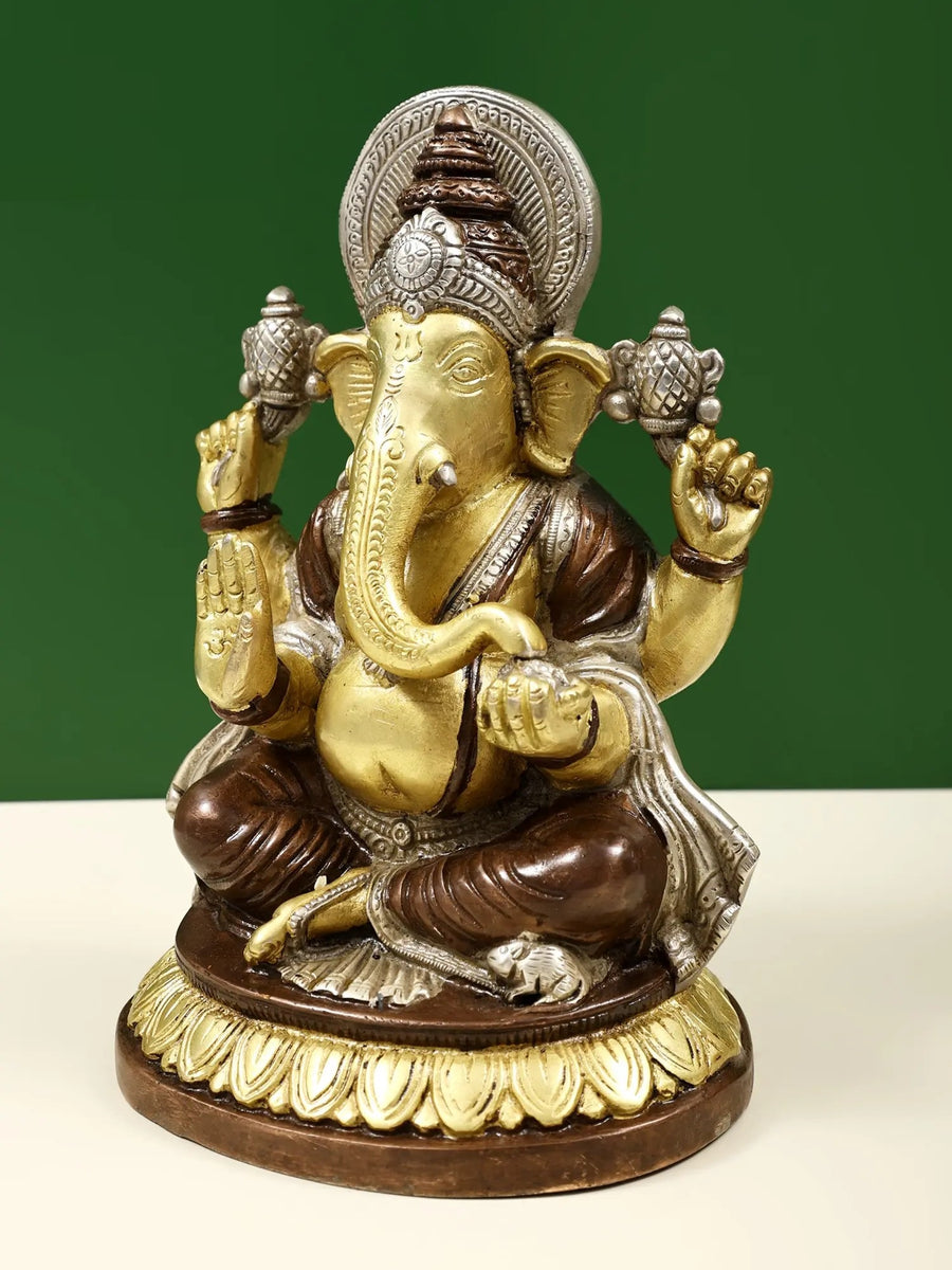 Brass Lord Ganpathi 8 inches. Craft Detail