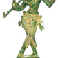 Handmade Green Chala Brass Statue Depicting Lord Krishna's Cosmic Form, the Eighth Incarnation of Vishnu 14 inches