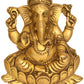 Brass Flat Wall Hanging Statue of Ganesha on a Lotus 9 inches