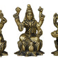 Small Brass Idol of Lakshmi, Ganesha, and Saraswati 2 inches