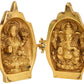 Brass Idol of Goddess Lakshmi and Lord Ganesha in a Blessing Hand 4 inches