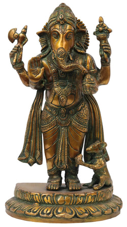 Brass Standing Ganesha Standing Erect 12 inches