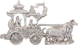 Silver-toned chariot wall hanging statue with Gita Upadesha figures