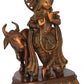 Handcrafted Double chala Brass Statue of Krishna with Cow 10 inches