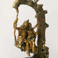 Henna Touch Brass Statue of Radha-Krishna Swinging in Amorous Bliss 18 CM