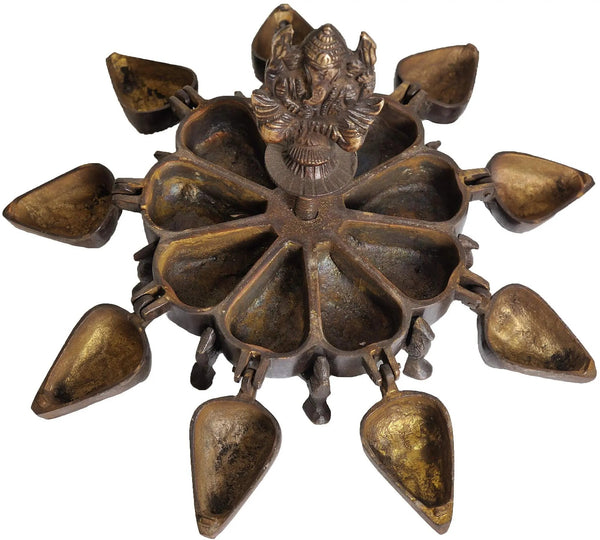 Brass Sri Ganesh Ritual Box with lids 5 inches Entryway Setting