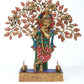 Brass Statue of Krishna Playing the Flute with a Tree 16 Inches