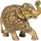 Brass Elephant with Upraised Trunk Carved with ganesh and ridhi sidhi 5 inches