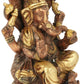 Small brass Brown gold sculpture of Ganesha seated on the Shesha Naga 5 inches