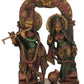 Brass Henna Touch Sculpture of Radha Krishna with Milk Pot 14 Inches