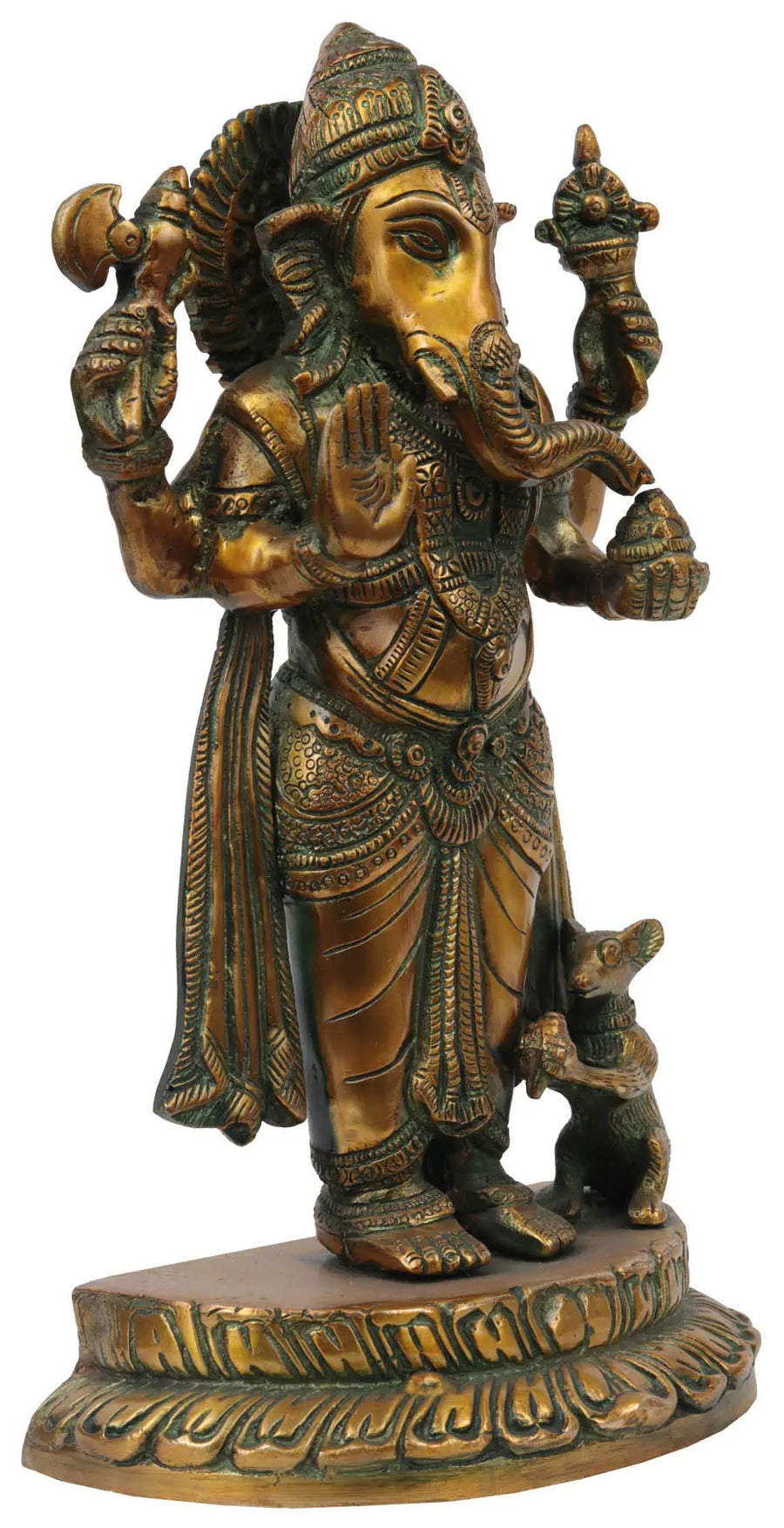 Brass Standing Ganesha Standing Erect 12 inches Craft Detail