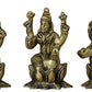 Small Brass Idol of Lakshmi, Ganesha, and Saraswati 2 inches