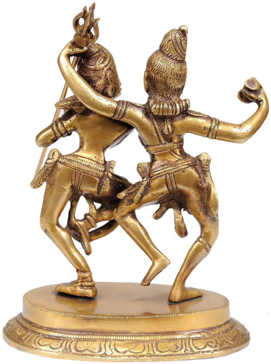 Handmade Natural Brass Shiva-Parvati Statue in Dancing Pose statue 6 inches Craft Detail