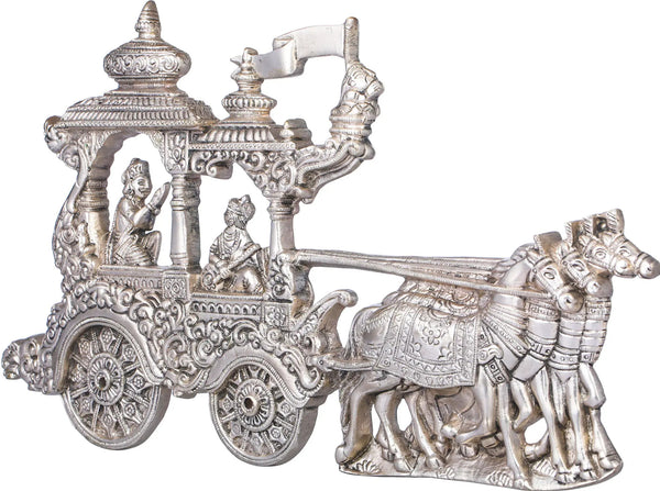 Handmade silver Brass Wall Hanging Statue of Gita Upadesha 13 Inches