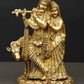 Handmade Brass Statue of Radha Krishna with Cow 9 inches