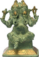 Brass sculpture featuring the rare depiction of two-headed Ganesha 5 inches