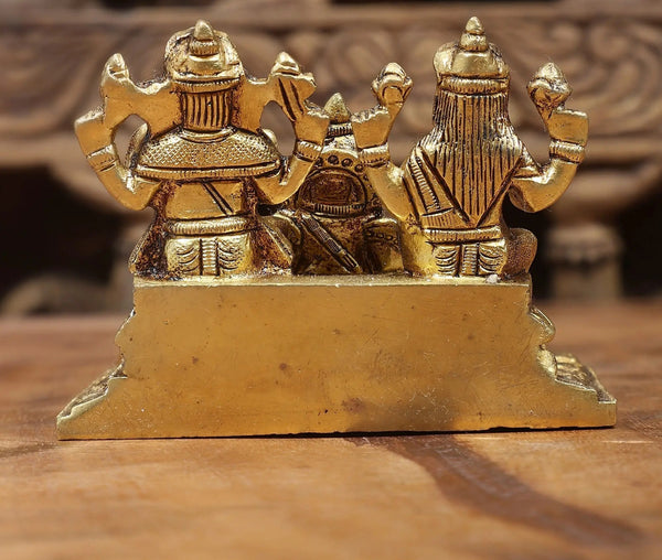 Brass Small Size Lakshmi Ganesha and Kubera Statue 2inches Study Setting