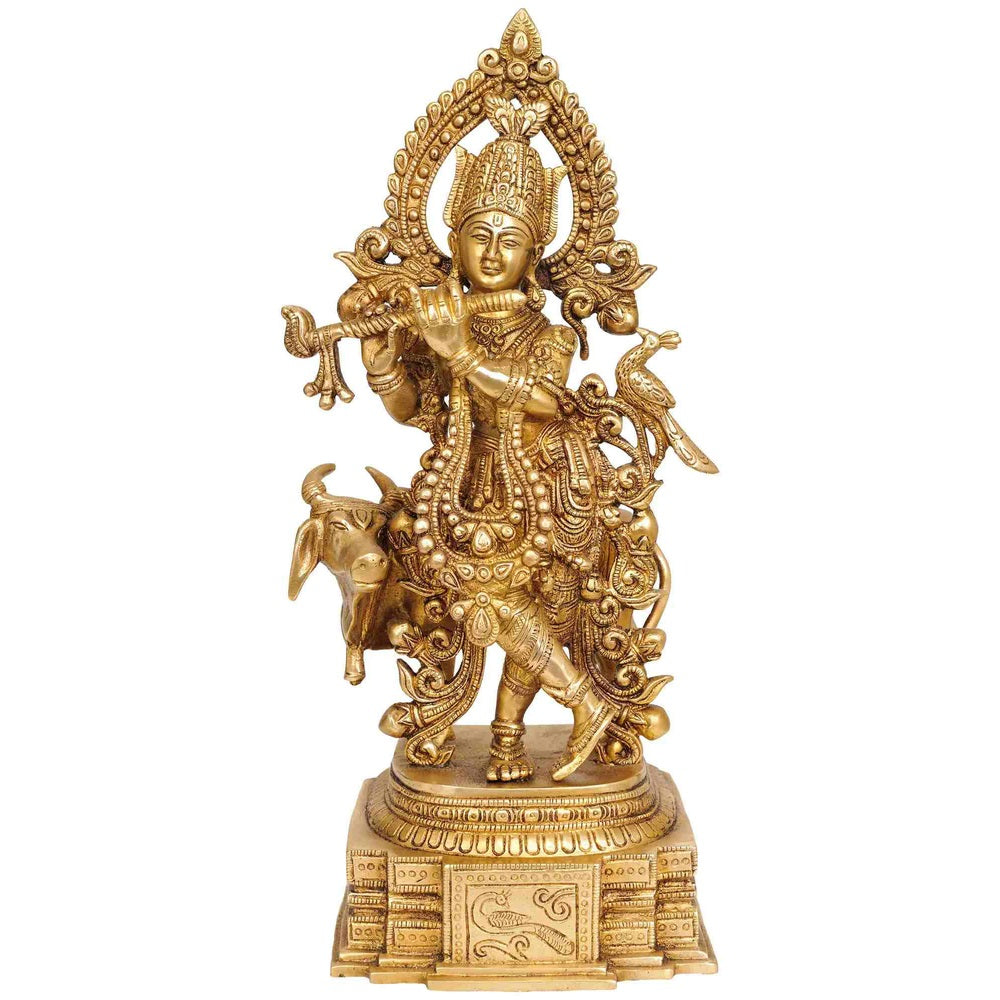 Handmade Brass Statue of Venugopala 14 inches