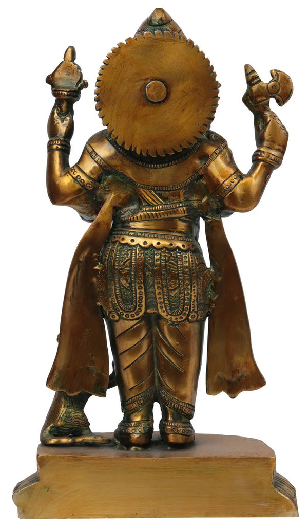 Brass Standing Ganesha Standing Erect 12 inches Study Setting