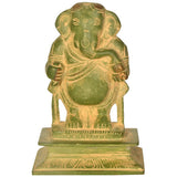 Brass standing Ganesha figurine, detailed face and trunk, 5-inch height